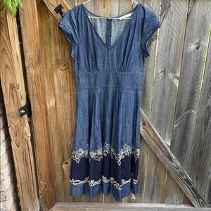 Wayward Fancies eshakti Filigree Embellished Chambray Dress Med